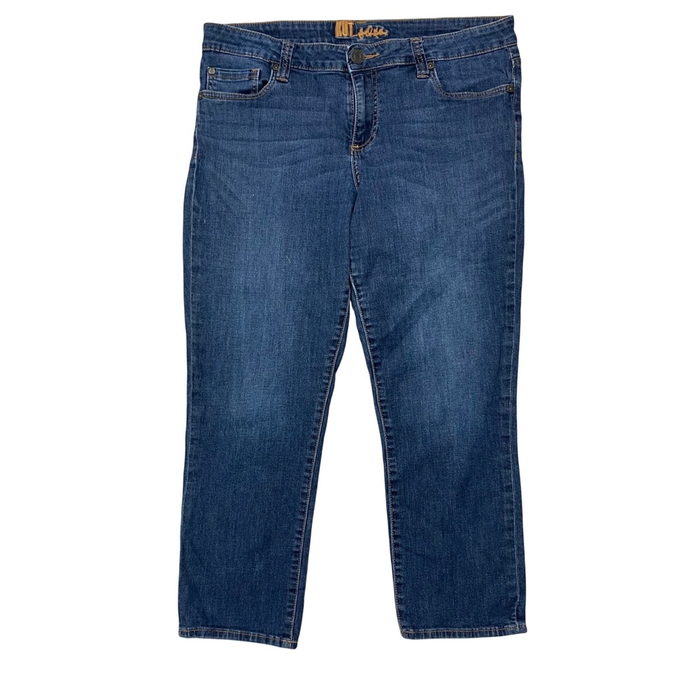 Kut from the Kloth Straight Leg Crop Jeans Medium Wash Blue Denim Size 12 Womens